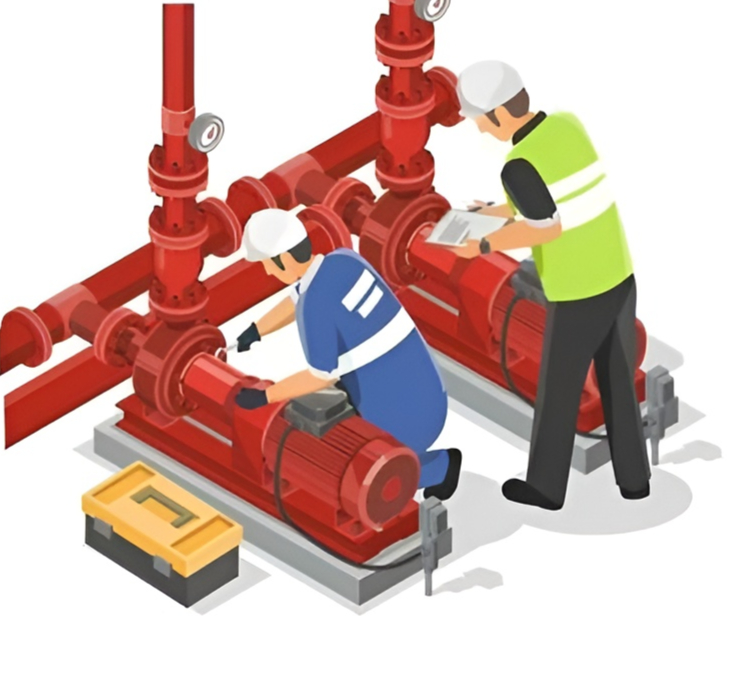 Industrial fire-fighting pump piping