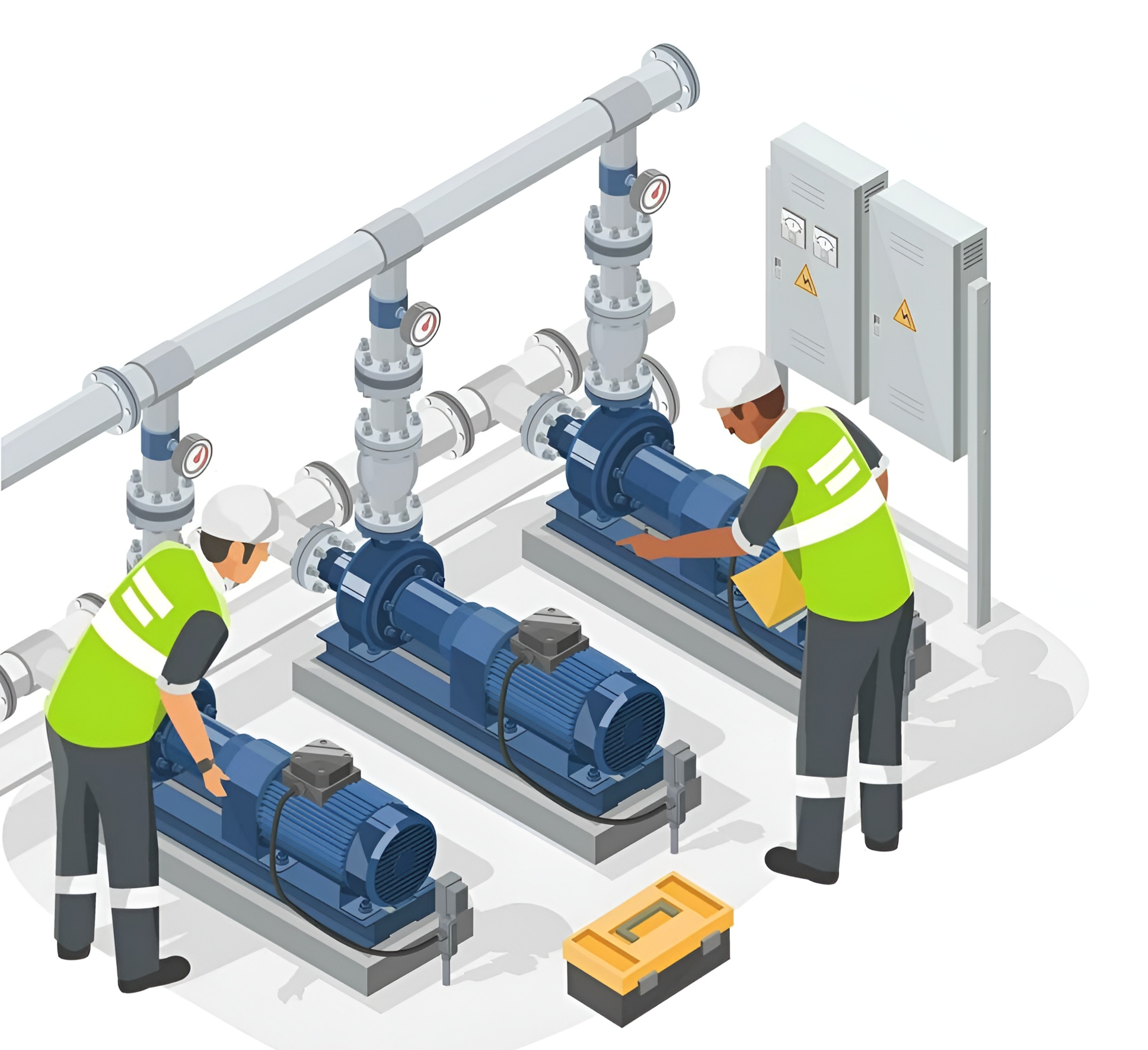 Technician testing equipment during servicing